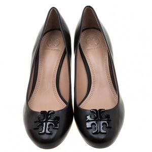 Tory Burch Black Leather Wedge Pumps Size 6